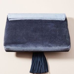 grey velvet clutch bag